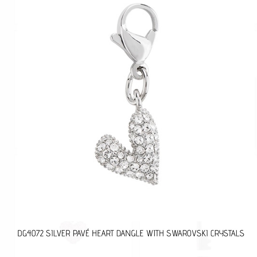 Origami Owl NEW Silver Heart Swarovski Dangle Charm Jewelry Necklace Bracelet